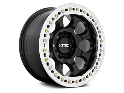 KMC Riot Beadlock Satin Black with Machined Ring 6-Lug Wheel; 17x9; -12mm Offset (07-14 Yukon)