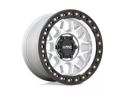 KMC GRS Machined with Satin Black Lip 8-Lug Wheel; 20x9; 0mm Offset (08-10 F-250 Super Duty)