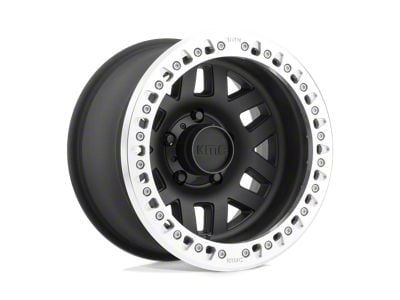 KMC Machete Crawl Beadlock Satin Black with Machined Bead Ring 8-Lug Wheel; 17x9; -38mm Offset (10-18 RAM 3500 SRW)
