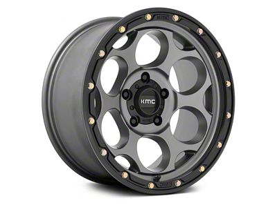 KMC Dirty Harry Satin Gray with Black Lip 8-Lug Wheel; 17x8.5; 0mm Offset (11-16 F-250 Super Duty)