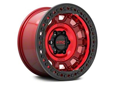 KMC Tank Beadlock Candy Red 8-Lug Wheel; 17x9; -38mm Offset (11-16 F-350 Super Duty SRW)