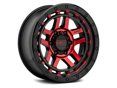 KMC Recon Gloss Black Machined with Red Tint 6-Lug Wheel; 18x8.5; 18mm Offset (14-18 Sierra 1500)