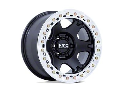 KMC VI Beadlock Satin Black with Machined Ring 6-Lug Wheel; 17x9; -38mm Offset (15-20 F-150)