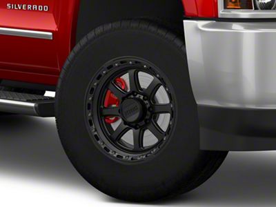 KMC Chase Satin Black with Gloss Black Lip 8-Lug Wheel; 18x9; 0mm Offset (15-19 Silverado 2500 HD)