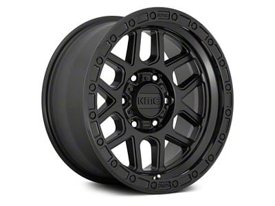 KMC Mesa Satin Black with Gloss Black Lip 8-Lug Wheel; 18x9; 18mm Offset (15-19 Silverado 3500 HD SRW)