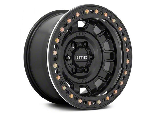 KMC Tank Beadlock Satin Black 8-Lug Wheel; 17x9; -38mm Offset (23-24 F-250 Super Duty)