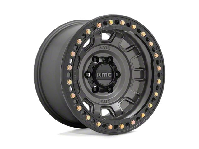 KMC Tank Beadlock Anthracite 6-Lug Wheel; 17x9; -15mm Offset (2024 Ranger)