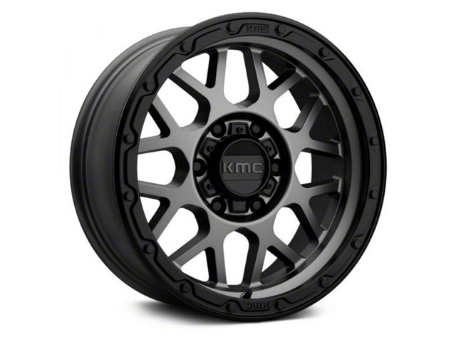 KMC Grenade Off-Road Matte Gray with Matte Black Lip 6-Lug Wheel; 18x8.5; 0mm Offset (99-06 Sierra 1500)