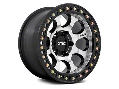 KMC Riot Beadlock Machined Face with Satin Black Windows and Ring 6-Lug Wheel; 17x9; -12mm Offset (99-06 Silverado 1500)