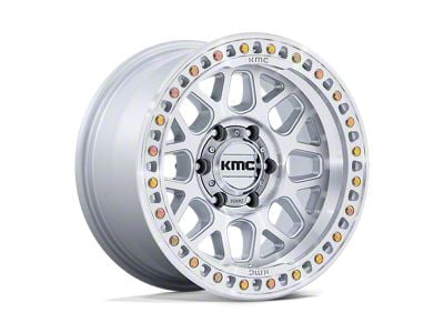 KMC GRS Gloss Silver with Machined Face 6-Lug Wheel; 17x9; 18mm Offset (15-22 Canyon)