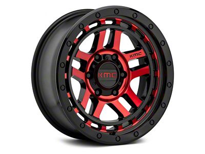 KMC Recon Gloss Black Machined with Red Tint 6-Lug Wheel; 18x8.5; 0mm Offset (23-24 Canyon)