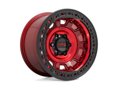 KMC Tank Beadlock Candy Red 6-Lug Wheel; 17x9; -15mm Offset (23-24 Canyon)