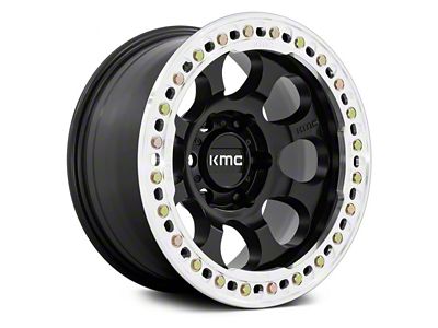 KMC Riot Beadlock Satin Black with Machined Ring 6-Lug Wheel; 17x9; -12mm Offset (23-24 Colorado)