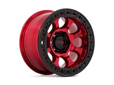 KMC Riot Beadlock Candy Red with Black Ring 6-Lug Wheel; 17x8.5; 0mm Offset (19-23 Ranger)