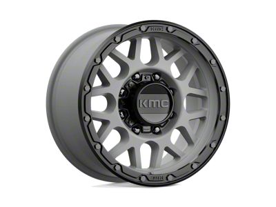 KMC Grenade Off-Road Matte Gray with Matte Black Lip 8-Lug Wheel; 17x9; 18mm Offset (20-24 Sierra 3500 HD SRW)