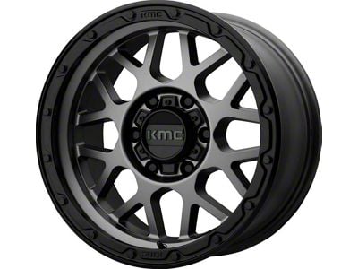 KMC Grenade Off-Road Matte Gray with Matte Black Lip 6-Lug Wheel; 20x9; 18mm Offset (19-24 Silverado 1500)