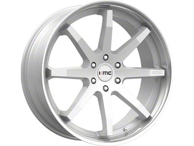 KMC Reverb Brushed Silver with Chrome Lip 6-Lug Wheel; 22x9.5; 30mm Offset (19-24 Silverado 1500)