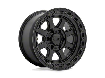 KMC Chase Satin Black with Gloss Black Lip 8-Lug Wheel; 18x9; 0mm Offset (20-24 Silverado 2500 HD)