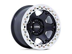 KMC VI Beadlock Satin Black with Machined Ring 8-Lug Wheel; 20x10; -48mm Offset (07-10 Silverado 3500 HD SRW)