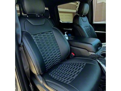 Kustom Interior Premium Artificial Leather Front and Rear Seat Covers; All Black (17-20 F-150 Raptor)