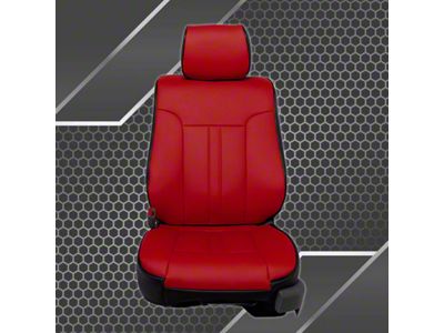 Kustom Interior Premium Artificial Leather Front and Rear Seat Covers; Black with All Red Front Face (09-14 F-150 SuperCrew w/ Bench Seat)