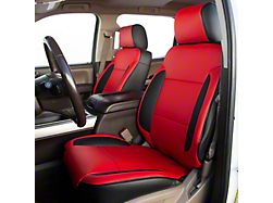 Kustom Interior Premium Artificial Leather Front and Rear Seat Covers; Black with All Red Front Face (19-24 Sierra 1500 Double Cab, Crew Cab w/ Bench Seat & Rear Seat Armrest)