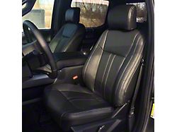 Kustom Interior Premium Artificial Leather Front and Rear Seat Covers; All Black (17-22 F-350 Super Duty SuperCab, SuperCrew w/ Bucket Seats)