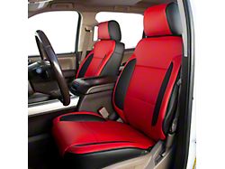 Kustom Interior Premium Artificial Leather Front and Rear Seat Covers; Black with All Red Front Face (14-18 Silverado 1500 Crew Cab w/ Rear Seat Armrest)