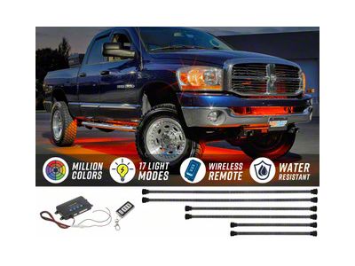 LEDGlow Million Color Wireless Truck Underbody Lighting Kit with 2-Piece 12-Inch Interior Tubes (Universal; Some Adaptation May Be Required)