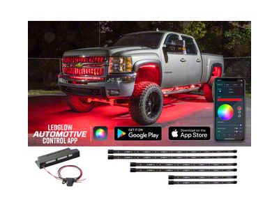 LEDGlow Bluetooth Million Color Truck Underbody Lighting Kit with 6-Piece 12-Inch Interior Tubes (Universal; Some Adaptation May Be Required)