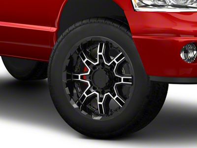 Level 8 Wheels Slingshot Gloss Black Machined 8-Lug Wheel; 20x9; 0mm Offset (03-09 RAM 2500)