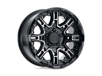 Level 8 Wheels Slingshot Gloss Black with Machined Face 8-Lug Wheel; 16x8.5; -10mm Offset (07-10 Silverado 2500 HD)