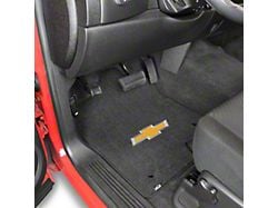 Lloyd Velourtex Front Floor Mats with Bowtie Logo; Black (07-13 Silverado 1500 Extended Cab, Crew Cab)