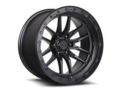 Lock Off-Road Krawler Matte Black with Matte Black Ring 8-Lug Wheel; 22x10; -18mm Offset (01-06 Sierra 3500 HD SRW)