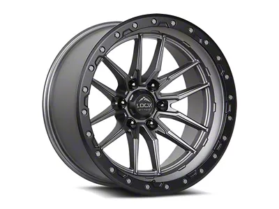 Lock Off-Road Krawler Matte Grey with Matte Black Ring 8-Lug Wheel; 20x10; -18mm Offset (01-06 Silverado 2500 HD)