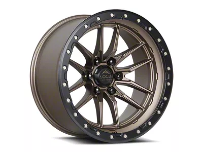 Lock Off-Road Krawler Matte Bronze with Matte Black Ring 8-Lug Wheel; 20x10; -18mm Offset (01-06 Silverado 3500 HD SRW)