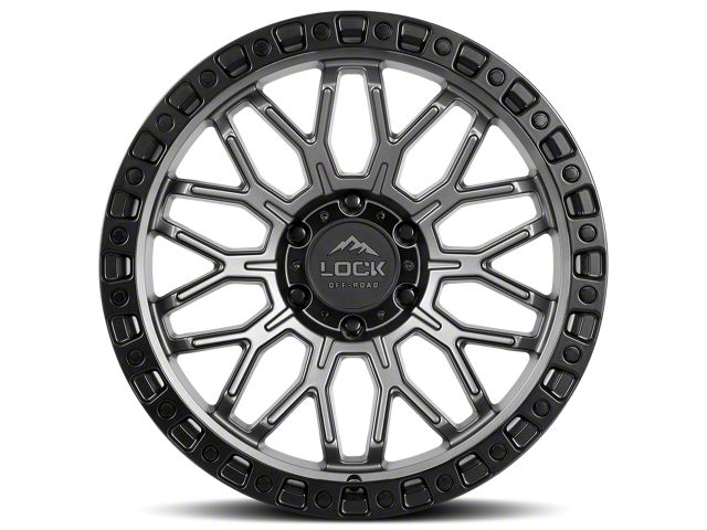 Lock Off-Road Combat Matte Grey with Matte Black Ring 6-Lug Wheel; 17x9; -12mm Offset (07-13 Sierra 1500)