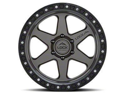 Lock Off-Road Olympus Matte Grey with Matte Black Ring 6-Lug Wheel; 18x9; -12mm Offset (07-13 Sierra 1500)