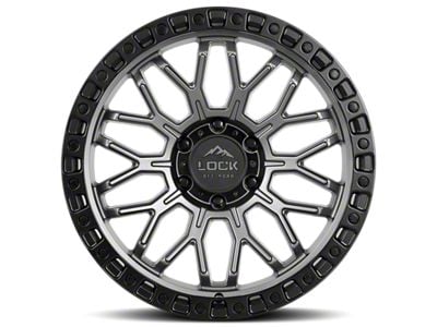 Lock Off-Road Combat Matte Grey with Matte Black Ring 6-Lug Wheel; 17x9; 1mm Offset (07-13 Silverado 1500)