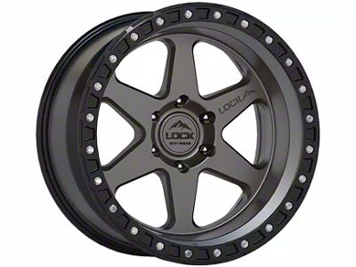 Lock Off-Road Olympus Matte Grey with Matte Black Ring 6-Lug Wheel; 20x10; -24mm Offset (14-18 Sierra 1500)