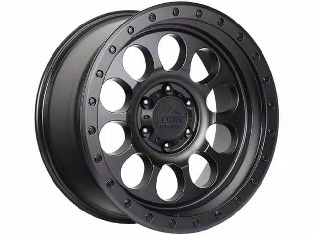 Lock Off-Road 50Cal Matte Black with Matte Black Ring 6-Lug Wheel; 17x9; -12mm Offset (15-20 F-150)