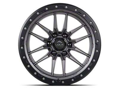 Lock Off-Road Krawler Matte Grey with Matte Black Ring 6-Lug Wheel; 18x9; 1mm Offset (15-20 Yukon)