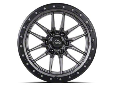 Lock Off-Road Krawler Matte Grey with Matte Black Ring 6-Lug Wheel; 17x9; -12mm Offset (19-25 Silverado 1500)