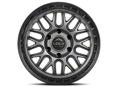 Lock Off-Road Onyx Matte Grey with Matte Black Ring 6-Lug Wheel; 17x9; 1mm Offset (19-24 Silverado 1500)