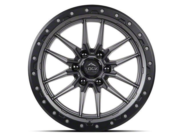 Lock Off-Road Krawler Matte Grey with Matte Black Ring 6-Lug Wheel; 17x9; 1mm Offset (99-06 Sierra 1500)