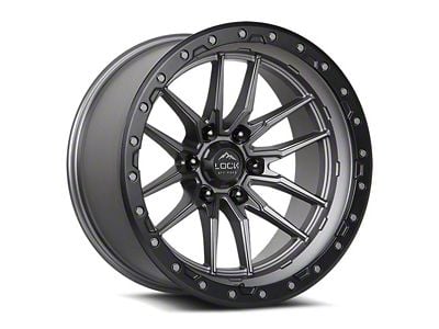 Lock Off-Road Krawler Matte Grey with Matte Black Ring 8-Lug Wheel; 22x10; -18mm Offset (23-24 F-250 Super Duty)