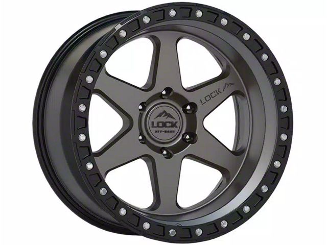 Lock Off-Road Olympus Matte Grey with Matte Black Ring 6-Lug Wheel; 20x9; 0mm Offset (19-24 RAM 1500)