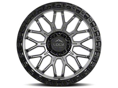 Lock Off-Road Combat Matte Grey with Matte Black Ring 6-Lug Wheel; 17x9; 1mm Offset (14-18 Sierra 1500)