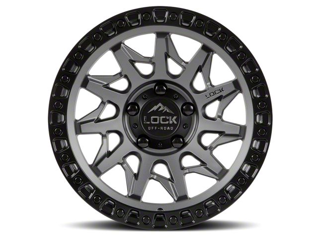 Lock Off-Road Lunatic Matte Grey with Matte Black Ring 6-Lug Wheel; 18x9; -12mm Offset (14-18 Sierra 1500)