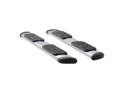 Regal 7-Inch Oval Side Step Bars; Rocker Mount; Polished Stainless (14-18 Silverado 1500 Crew Cab)